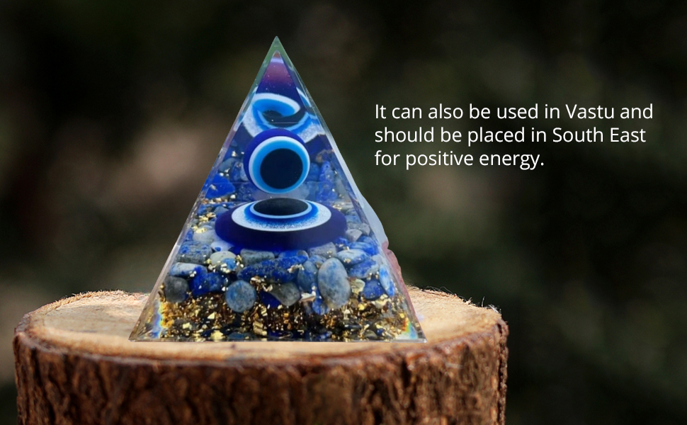 Crystal Products Vastu Feng Shui Crystal Glass Evil Eye Pyramid for Positive Energy Good Luck and Prosperity