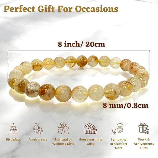 Certified Natural Citrine Bracelet for Men and Women Crystal for Abundance Wealth and Positive Energy
