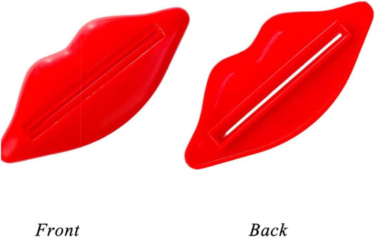 Cartoon Lip Shaped Toothpaste Tube Squeezer Roller – Multifunctional Pink & Red