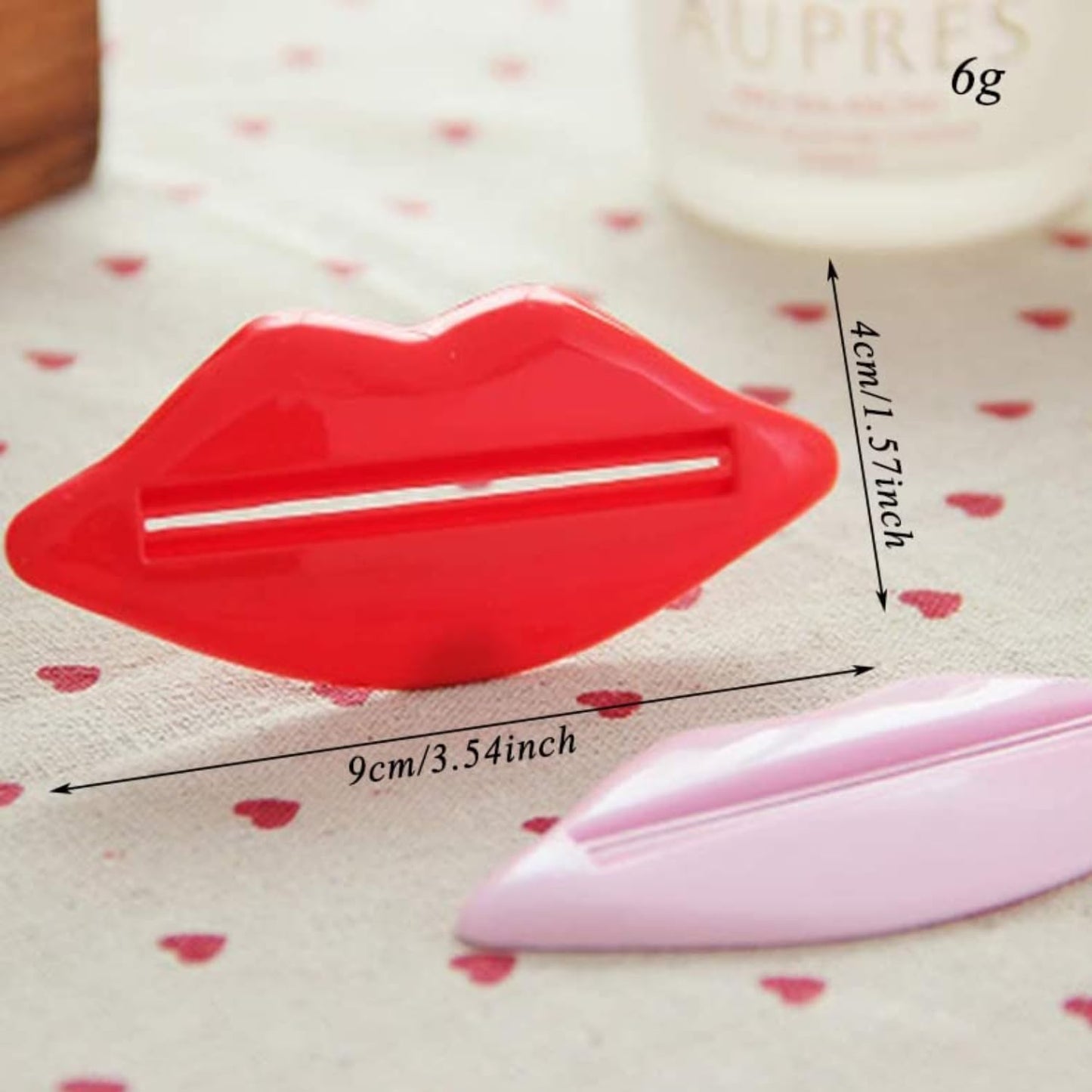 Cartoon Lip Shaped Toothpaste Tube Squeezer Roller – Multifunctional Pink & Red