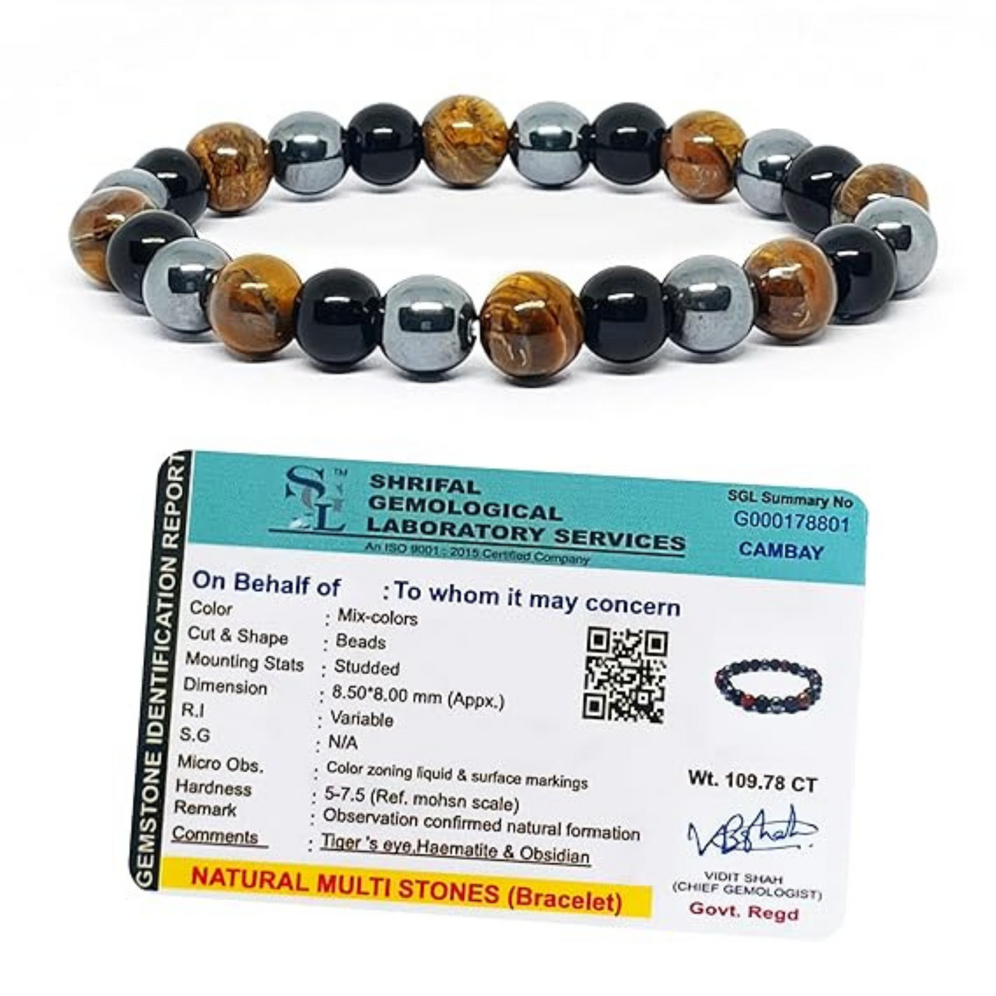 Chakra Balance Crystal Bracelet for Men and Women Stylish Black Tiger Eye Hematite Obsidian Beaded Energy