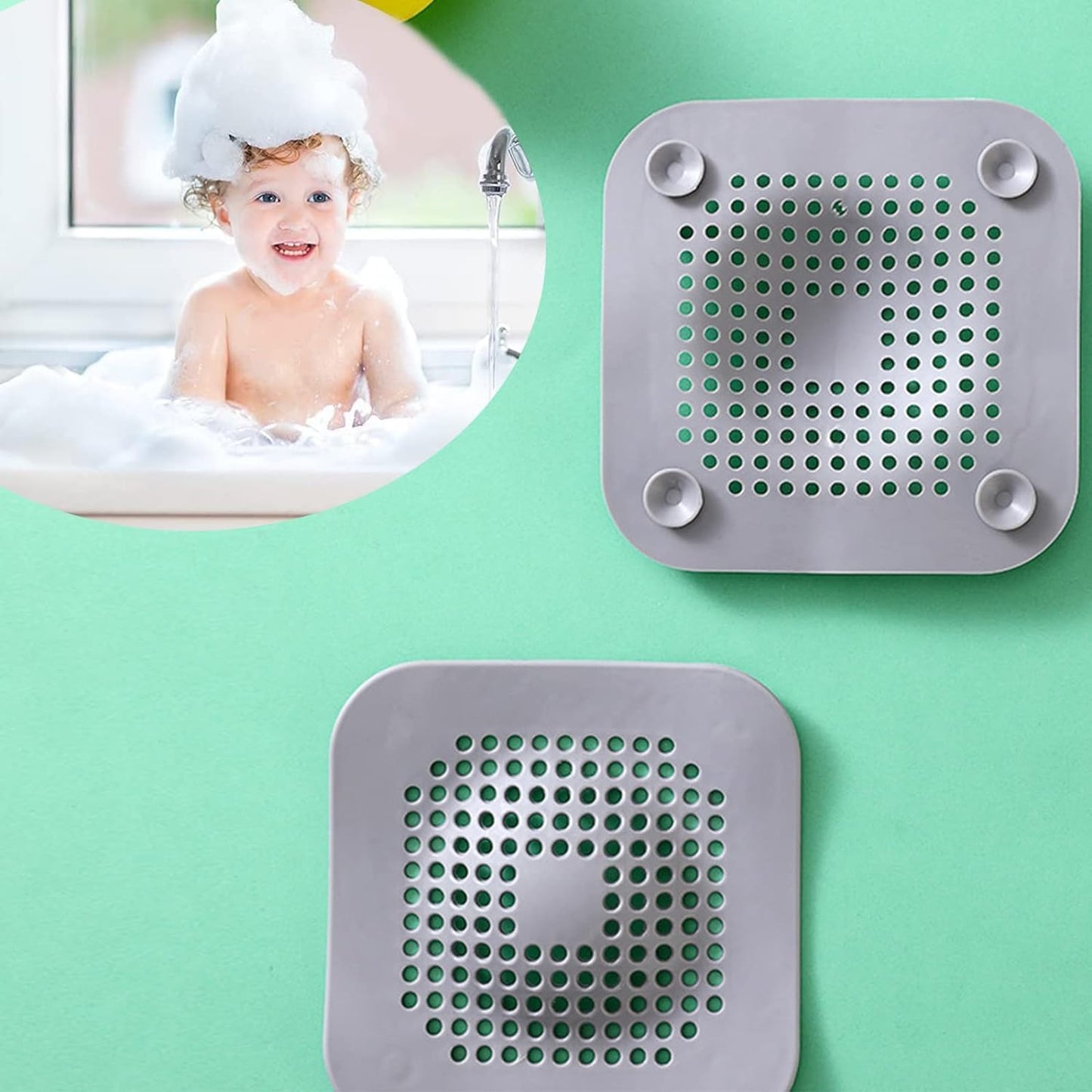 Hair Catcher Shower Drain Covers Protector Durable Silicone Bathtub