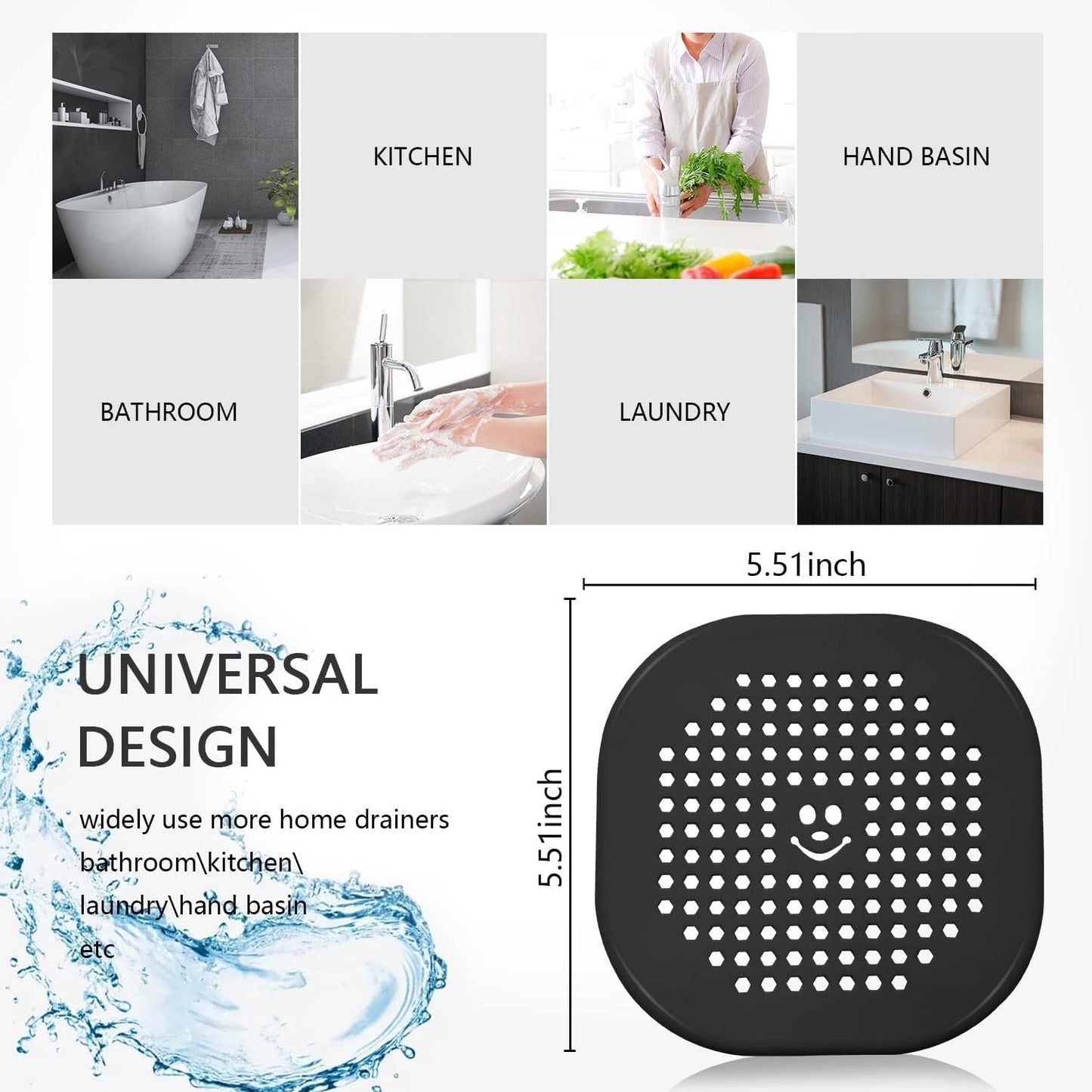 Hair Catcher Shower Drain Covers Protector Durable Silicone Bathtub